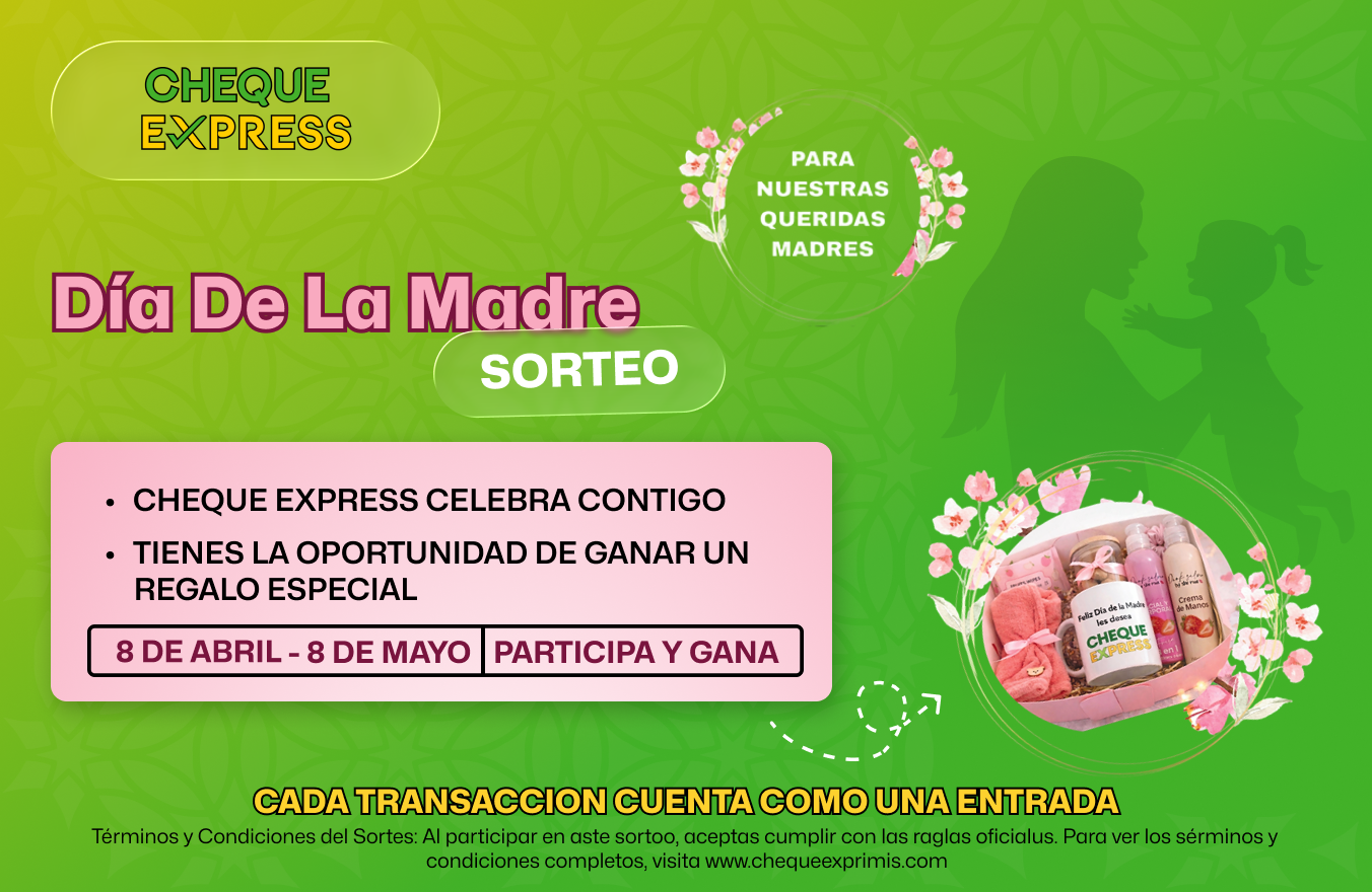 Cheque Express takes this special day to appreciate mothers for all that they do. That's why Cheque Express celebrates with you! Enter and you have a the chance to win a special gift!